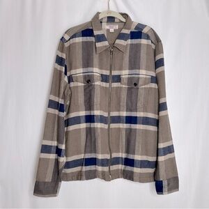 Wallace and Barnes J. Crew flannel shirt size medium blue and tan plaid